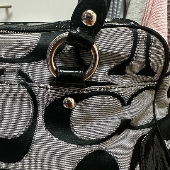 Gray and Black Coach Signature Bag - Picture 3 of 7
